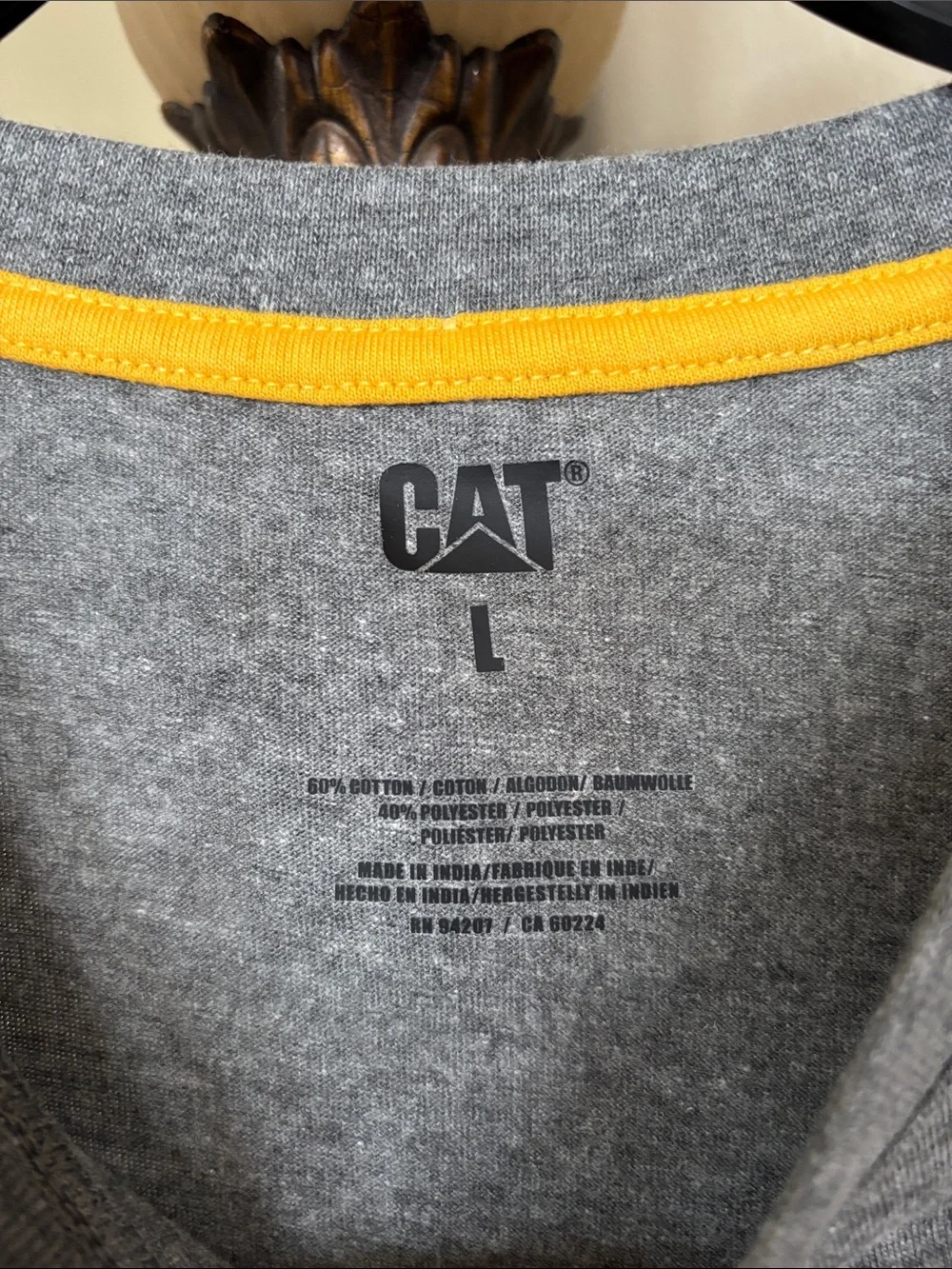 NWT Caterpillar Gray Long Sleeve Black 'Diesel Power' Logo Tee T-Shirt Trucker